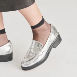 ALIANE LOAFERS SILVER DISTRESSED LEATHER