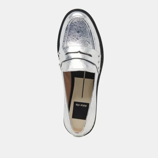 ALIANE LOAFERS SILVER DISTRESSED LEATHER