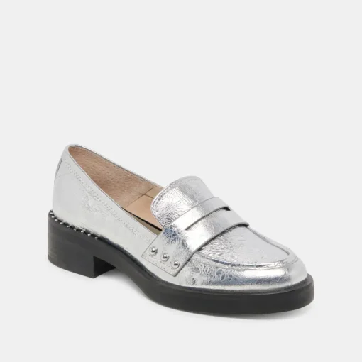 ALIANE LOAFERS SILVER DISTRESSED LEATHER