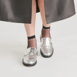 ALIANE LOAFERS SILVER DISTRESSED LEATHER