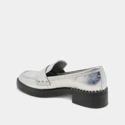 ALIANE LOAFERS SILVER DISTRESSED LEATHER