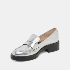 ALIANE LOAFERS SILVER DISTRESSED LEATHER