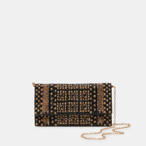 AMALFI CLUTCH BLACK GOLD BEADED