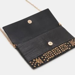AMALFI CLUTCH BLACK GOLD BEADED