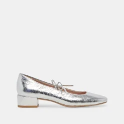ARDIEN HEELS SILVER CRINKLE PATENT