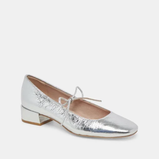 ARDIEN HEELS SILVER CRINKLE PATENT