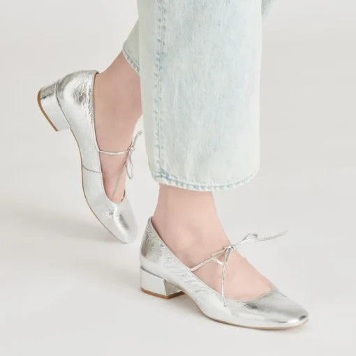 ARDIEN HEELS SILVER CRINKLE PATENT