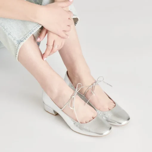 ARDIEN HEELS SILVER CRINKLE PATENT