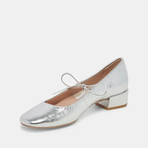 ARDIEN HEELS SILVER CRINKLE PATENT