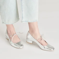 ARDIEN HEELS SILVER CRINKLE PATENT
