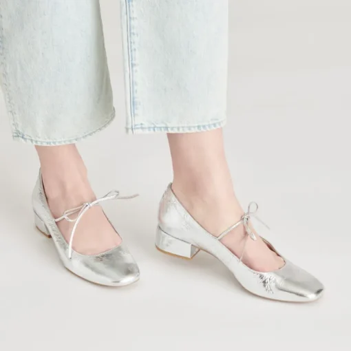 ARDIEN HEELS SILVER CRINKLE PATENT