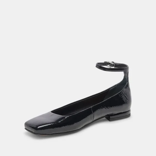 ASHYA BALLET FLATS MIDNIGHT CRINKLE PATENT