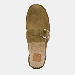 ASTOR PLUSH FLATS OLIVE SUEDE