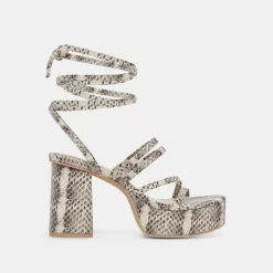 BARBS HEELS GREY WHITE EMBOSSED STELLA