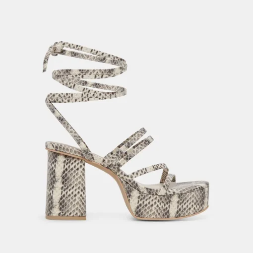 BARBS HEELS GREY WHITE EMBOSSED STELLA