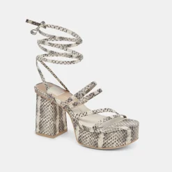 BARBS HEELS GREY WHITE EMBOSSED STELLA