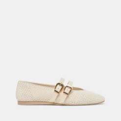 BAYLEE BALLET FLATS BONE PERFORATED SUEDE