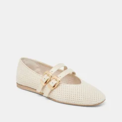 BAYLEE BALLET FLATS BONE PERFORATED SUEDE