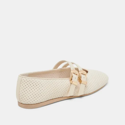 BAYLEE BALLET FLATS BONE PERFORATED SUEDE