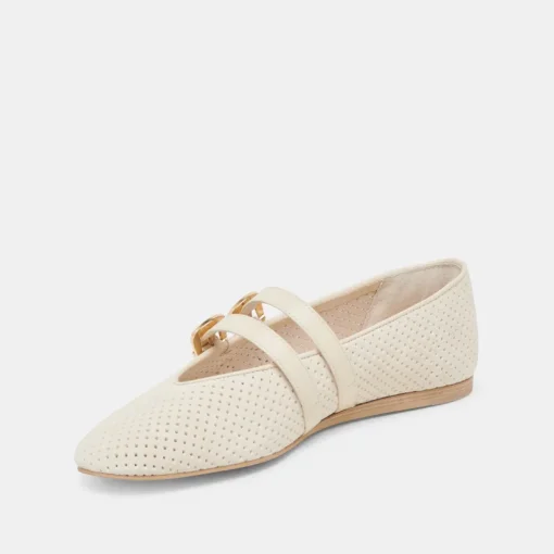 BAYLEE BALLET FLATS BONE PERFORATED SUEDE