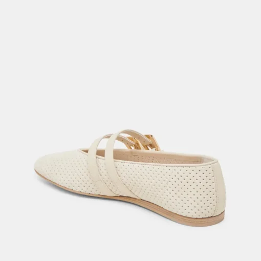 BAYLEE BALLET FLATS BONE PERFORATED SUEDE