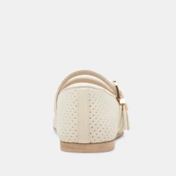 BAYLEE BALLET FLATS BONE PERFORATED SUEDE
