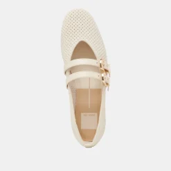 BAYLEE BALLET FLATS BONE PERFORATED SUEDE