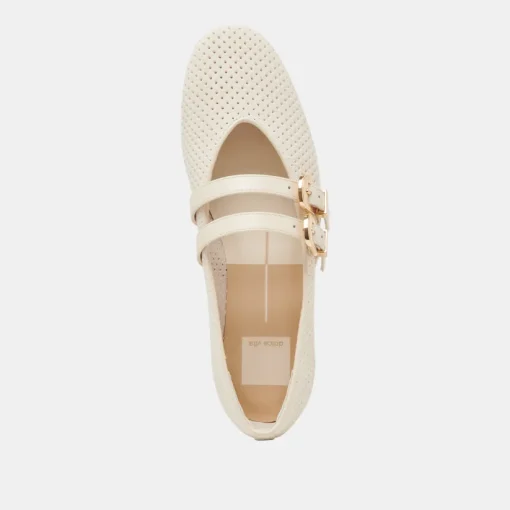 BAYLEE BALLET FLATS BONE PERFORATED SUEDE