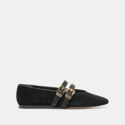 BAYLEE BALLET FLATS ONYX PERFORATED SUEDE