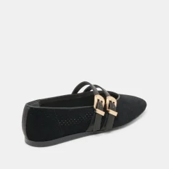 BAYLEE BALLET FLATS ONYX PERFORATED SUEDE