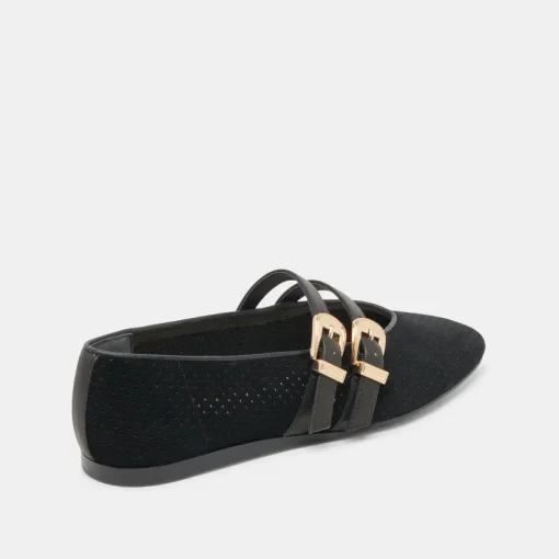 BAYLEE BALLET FLATS ONYX PERFORATED SUEDE
