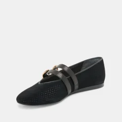 BAYLEE BALLET FLATS ONYX PERFORATED SUEDE