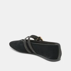 BAYLEE BALLET FLATS ONYX PERFORATED SUEDE