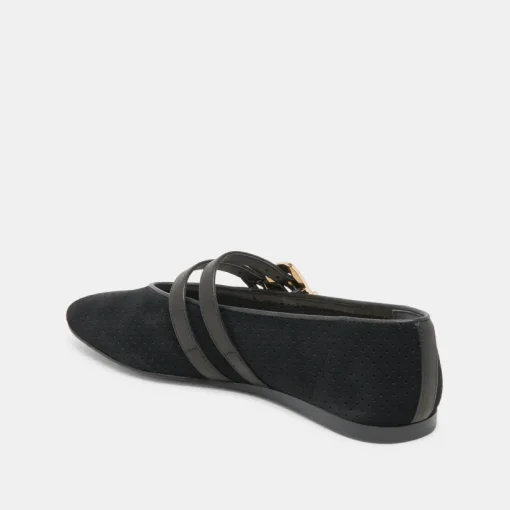 BAYLEE BALLET FLATS ONYX PERFORATED SUEDE