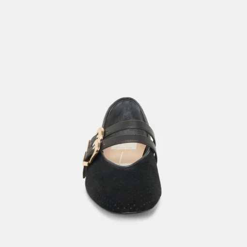 BAYLEE BALLET FLATS ONYX PERFORATED SUEDE
