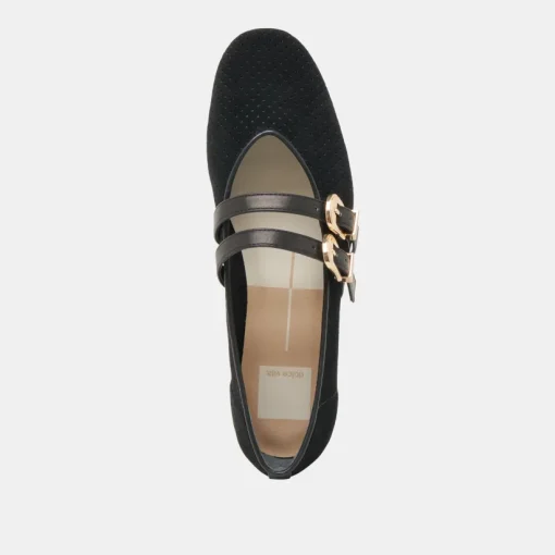 BAYLEE BALLET FLATS ONYX PERFORATED SUEDE