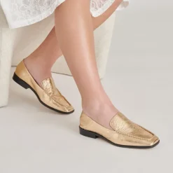 BENY FLATS GOLD DISTRESSED LEATHER
