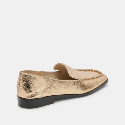 BENY FLATS GOLD DISTRESSED LEATHER