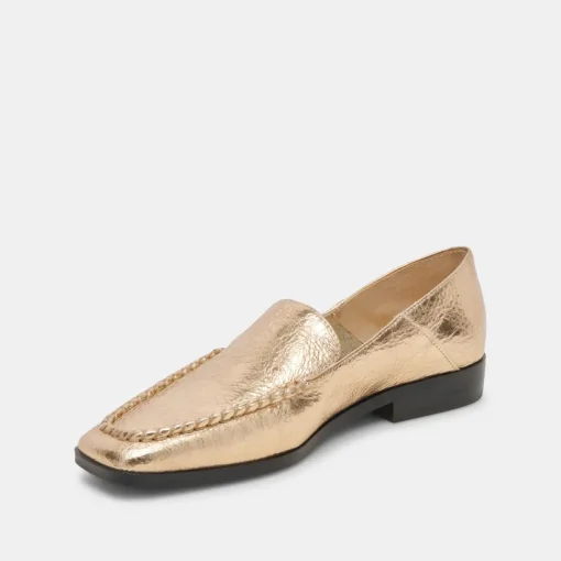 BENY FLATS GOLD DISTRESSED LEATHER