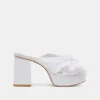 BLARE HEELS WHITE SATIN
