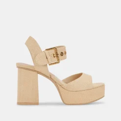 BOBBY HEELS NATURAL RAFFIA