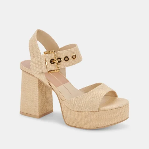 BOBBY HEELS NATURAL RAFFIA
