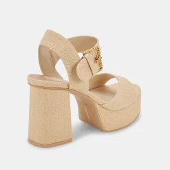 BOBBY HEELS NATURAL RAFFIA