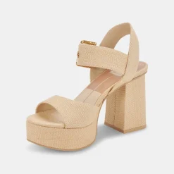 BOBBY HEELS NATURAL RAFFIA