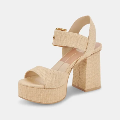 BOBBY HEELS NATURAL RAFFIA