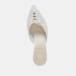 CAMILE HEELS WHITE FLORAL EYELET
