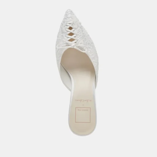 CAMILE HEELS WHITE FLORAL EYELET