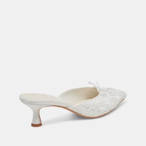 CAMILE HEELS WHITE FLORAL EYELET