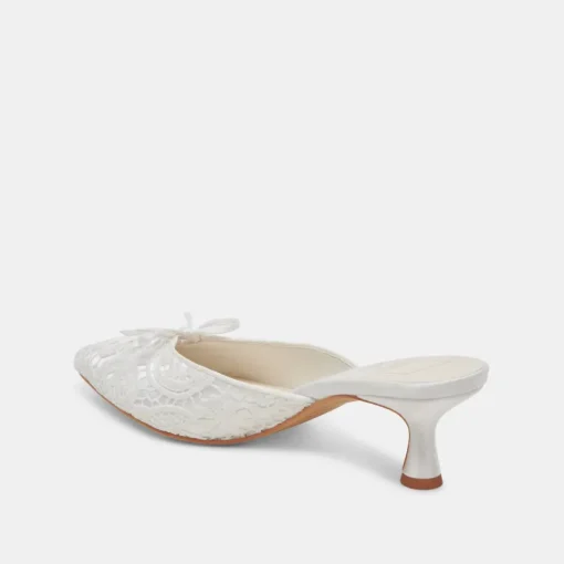CAMILE HEELS WHITE FLORAL EYELET