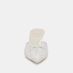 CAMILE HEELS WHITE FLORAL EYELET